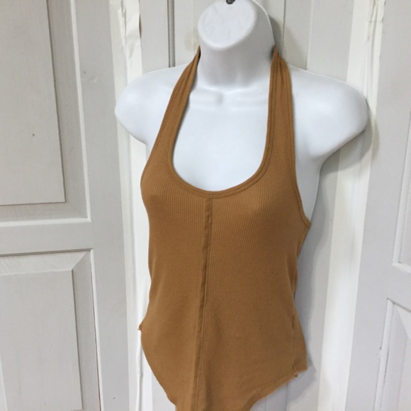 Anthropologie We the Free Tan Ribbed Halter Tank Top - Picture 8 of 14